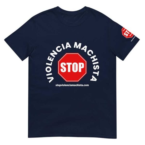 Camiseta de manga corta unisex marino oscuro - Impresión extra en manga izquierda. - Imagen 2