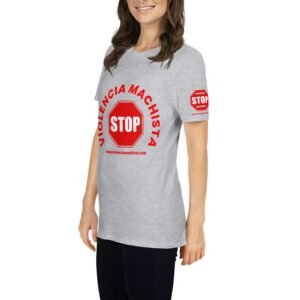 Camiseta de manga corta unisex gris claro - Impresión extra en manga izquierda.