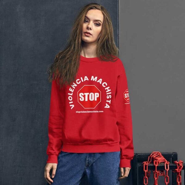 Sudadera roja - Impresión extra en manga izquierda.