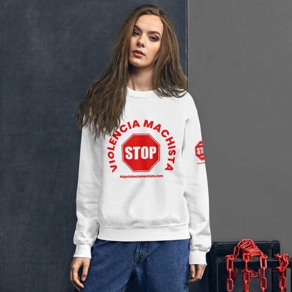 Sudadera blanca - Impresión extra en manga izquierda.
