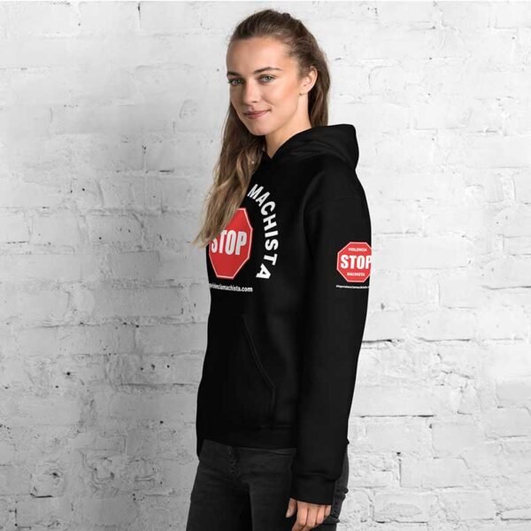 Sudadera con capucha negra - Impresión extra en manga izquierda. - Imagen 2