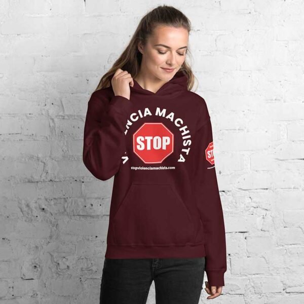 Sudadera con capucha marrón - Impresión extra en manga izquierda.