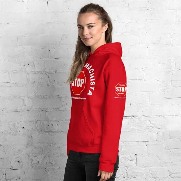 Sudadera con capucha roja - Impresión extra en manga izquierda. - Imagen 2