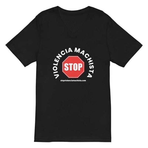 Camiseta de manga corta y cuello de pico negra - Imagen 2