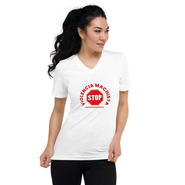 Camiseta de manga corta y cuello de pico blanca