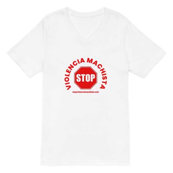 Camiseta de manga corta y cuello de pico blanca - Imagen 2