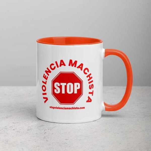 Taza de cerámica en color interior naranja