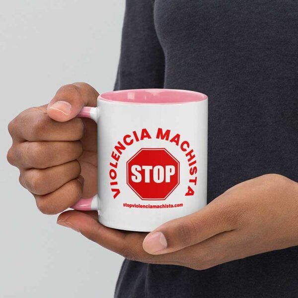 Taza de cerámica en color interior rosa - Imagen 2