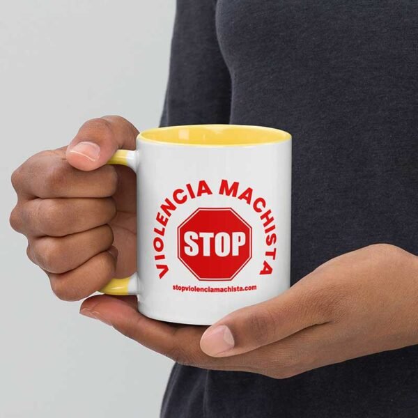 Taza de cerámica en color interior amarillo - Imagen 2