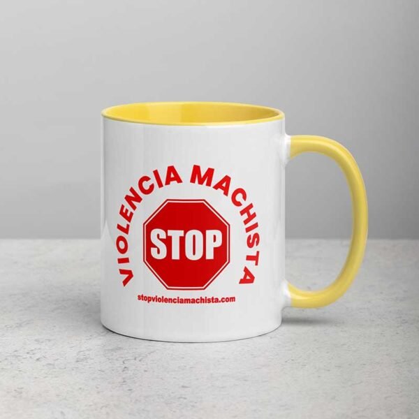 Taza de cerámica en color interior amarillo